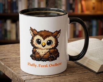 Baldurs Gate 3 Owlbear Accent Mug: DnD Tabletop RPG Coffee Cup