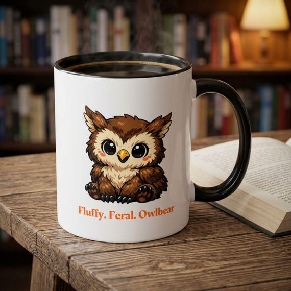 Baldurs Gate 3 Owlbear Accent Mug: DnD Tabletop RPG Coffee Cup