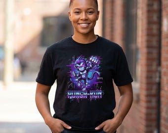 Cyberpunk Monkey Glitch Art Shirt: Retro Gamer Comfort Colors Graphic Tee