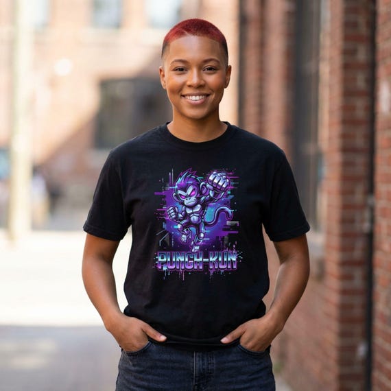 Cyberpunk Monkey Glitch Art Shirt: Retro Gamer Comfort Colors Graphic Tee