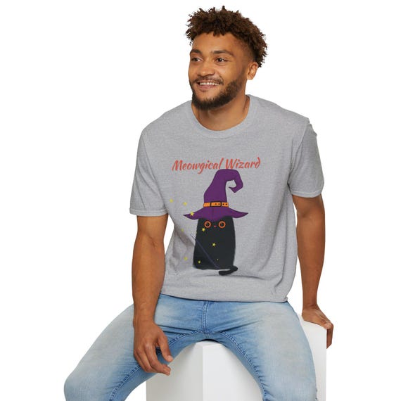 Meowgical Wizard Cat T-Shirt: Funny Halloween Graphic Tee