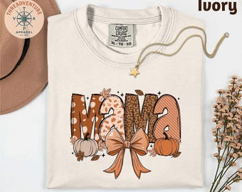 Camiseta Comfort Colors® para mamá de otoño, camiseta coqueta para mamá de otoño, lindos regalos de otoño para mamá, camiseta para mamá de Acción de Gracias, sudadera para mamá de la temporada de calabazas