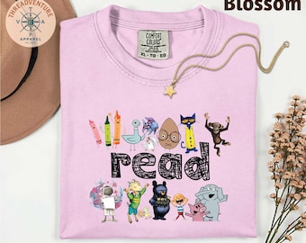 Comfort Colors Read Children’s Books T-Shirt, Whimsical Book Lover Tee, Gift for Teachers, Teacher Back to School Shirt, Teacher Shirt