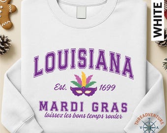 Mardi Gras Sweatshirt, Comfort Colors® Fat Tuesday T-Shirt, Mardi Carnival Unisex Sweatshirt, Gift for Mardi Gras, Mardi Gras Festive Top