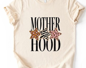 Motherhood T-Shirt, Comfort Colors Mom T-Shirt, Mama Sweatshirt, Leopard Stars Motherhood Tee, Trendy Mama Top, Gift for Mom