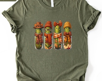 Todo es mejor en otoño - Camiseta de pepinillos, Ropa de otoño, Camiseta acogedora de otoño, Camiseta con personaje de pepinillo, Camiseta para amantes de los pepinillos, Top de otoño de pepinillos