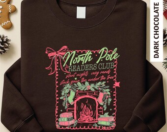 North Pole Book Club Sweatshirt, Comfort Colors Christmas Reader T-Shirt, Bookish Sweatshirt, Reading Tee, Holiday Top, Book Lover Gift