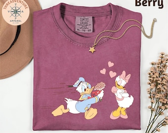Comfort Colors® Daisy And Donald Valentine T-Shirt, Duck Valentine Day Top, Disney Couple Sweatshirt, Daisy And Donald Couple Matching Top