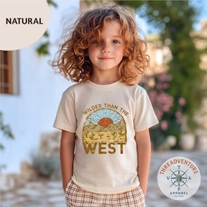 Wilder Than the West Toddler Shirt, Retro Southwest Desert Kids Shirt for Boys and Girls, Western Natural Youth T-Shirt, Wild West Shirt
