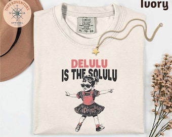 Delulu is the Solulu Kids T-Shirt, Funny Delulu Shirt, Comfort Colors Delulu is The Solulu Tee, Funny Meme Shirt for Toddlers and Youth