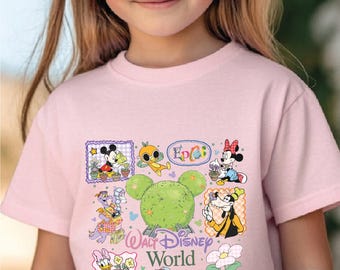 Camiseta Disney Mickey y sus amigos con plantas, camiseta a juego para niños y familias del Festival Internacional de Flores y Jardines de Epcot 2026, camiseta para viajes familiares a WDW