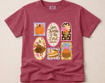 Comfort Colors Christian Thanksgiving Youth T-Shirt, Faith Shirt, Holiday Sweatshirt, Psalm Tee, Gratitude Top, Thanksgiving Gift