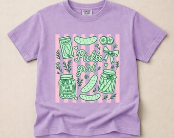 Comfort Colors® Pickle Girl Youth T-Shirt, Pickle Lover Shirt, Cute Pickle Shirt, Pickle Queen Shirt, Foodie T-Shirt, Funny Snack Lover Gift