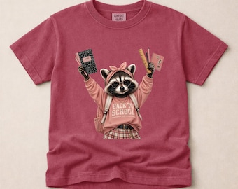 Camiseta juvenil de Comfort Colors® con estampado de mapache para la vuelta al cole, camiseta divertida para la vuelta al cole, camiseta de mapache para profesoras, camiseta para el primer día de clase.