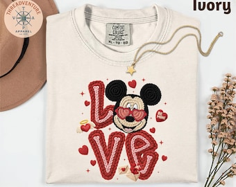 Comfort Colors Love Disney T-Shirt, Valentines Love Disney Sweatshirt, Mickey Mouse Tee, V-Day Disney Shirt, Mickey Mouse Love Shirt