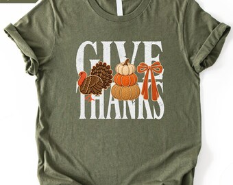 Give Thanks Shirt, Comfort Colors Thanksgiving T-Shirt, Turkey Sweatshirt, Pumpkin Tee, Fall Top, Thanksgiving Gift, Give Thanks Turkey Top