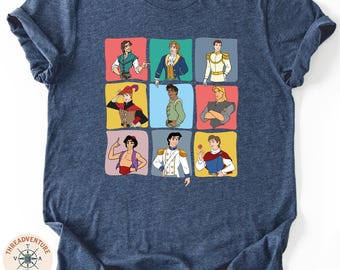 Disney Prince Group T-Shirt, Flynn Rider And Prince Charming Top, Disneyland Castle Sweatshirt, Prince Eric & Aladdin Shirt, Boys Trip Top