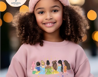 Watercolor Disney Princesses Girls Sweatshirt, Comfort Colors Retro Disney Princess T-Shirt, Disney Trip T-Shirt, Disney Princess Sweater