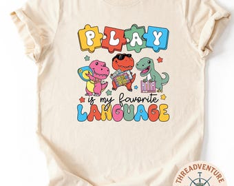 Camiseta "Jugar es mi idioma favorito" para logopedas, camiseta Comfort Colors® para terapeutas del habla pediátricos, regalo para logopedas, camiseta para patólogos del habla.