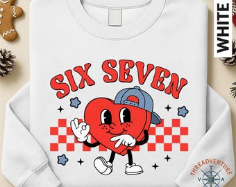 67 Meme Sweatshirt, Six Seven Trend Top, Coquette Bow Valentines Day Hearts Shirt, Funny Viral Number T-Shirt, Retro Gen Z 6 7 Sweater