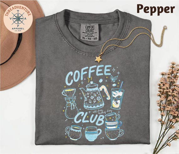 Coffee Club T-Shirt, Retro Coffee Lover Top, Cafe Aesthetic Shirt, Y2K Espresso Graphic Sweatshirt, Foodie Gift Idea, Coffe Lover Tee