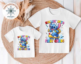 Stitch Graduate Shirt, Disney Stitch Kindergarten Tee, Disney Preschool T-Shirt, First Grade Shirt, Kids Preschool Tee, Second Grade Tee