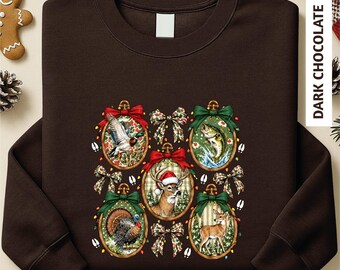 Wildlife Christmas Sweatshirt, Hunting Xmas Shirt, Outdoor Sweatshirt, Christmas Hunting Tee, Christmas Camping Top, Christmas Gift
