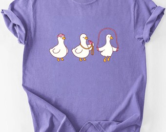 Silly Sporty Goose Tennis Club T-Shirt, Comfort Colors Athletic Goose Graphic Tee, Sporty Goose Top, Training Goose Shirt, Goose Lover Top