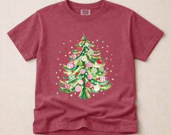 Comfort Colors Christmas Tree Youth T-Shirt, Christmas Toddler Shirt, Holiday Sweatshirt, Preppy Xmas Tee, Festive Top, Xmas Gift