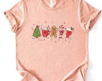 Christmas Icons T-Shirt, Comfort Colors Holiday T-Shirt, Cute Sweatshirt, Gingerbread Tee, Festive Top, Christmas Lover Gift