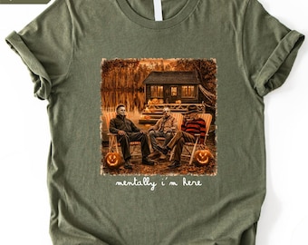 Ghost Fall Shirt, Mentally I'm Here T-Shirt, Cute Halloween Ghost Tee, Cozy Autumn Sweatshirt, Fall Graphic Tee, Halloween Spooky Season Top