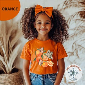 Oranges and Butterflies Toddler Shirt, Oranges and Leaves Kids Fruit T-Shirt, Fruits Toddler Shirt, Aesthetic Oranges Youth T-Shirt