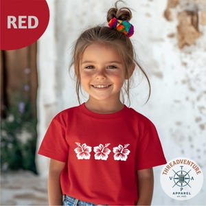 Comfort Colors Hibiscus Flowers Kids Shirt, Tropical Floral Toddler Tee, Hawaii Vacation Beach Youth T-Shirt, Summer Floral Shirt for Kids