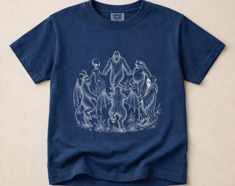 Comfort Colors Alien Friends Youth T-Shirt, Bigfoot Shirt, Paranormal Sweatshirt, Weirdcore Tee, Alien Top, Monster Lover Gift