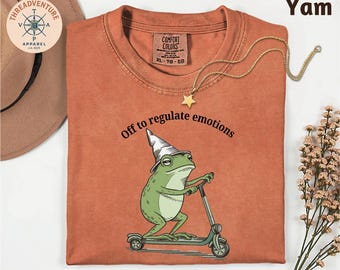 Camiseta "Comfort Colors Off to Regulate Emotions", sudadera para profesores de salud mental, regalo para consejeros SEL, camiseta divertida de rana, camiseta con meme de rana