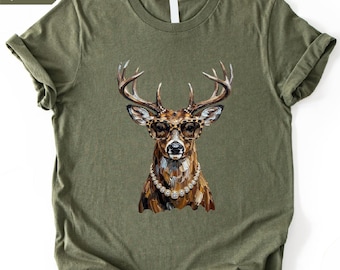 Cool Deer Shirt, Comfort Colors Sunglasses Buck Graphic Tee, Stylish Deer Hunting Sweatshirt, Woodland Animal Lover Gift