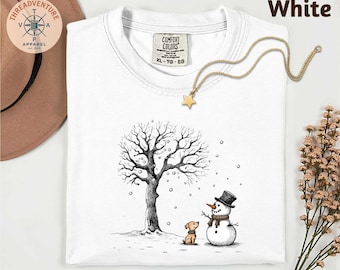 Comfort Colors® Snowman and Dog T-Shirt, Funny Snowman & Dog Shirt, Christmas Gift, Snowman Lover T-Shirt, Christmas Party Sweatshirt