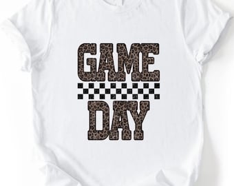 Game Day Football Shirt, Comfort Colors Leopard Game Day T-Shirt, Sports Sweatshirt, Checkered Tee, Football Top, Game Day Gift
