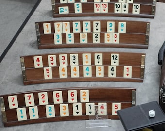 Personalised Handmade Dark Wooden Curved Rummy Cube Game Set 17 Inch