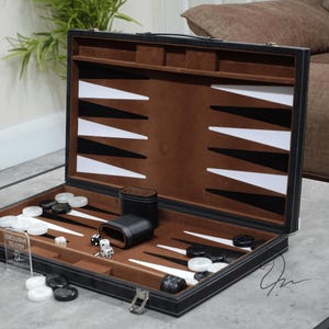Personalised Handmade 21 Inch Leatherette Rustic Brown Backgammon Set Handcrafted Large Backgammon Board