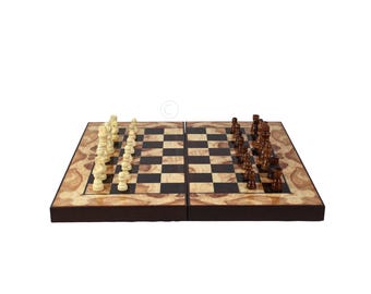 Personalised Handmade Ashwood Design Chess and Backgammon Set - 19"