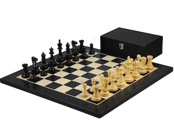 Handgemaakte Helena Ebony Chess Set 20" gewogen gezwarte Morphy Staunton stukken opbergdoos