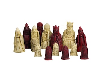 Isle of Lewis I Chess Pieces – Ivory & Cardinal Red Resin 3.5” King