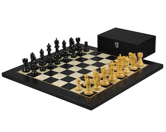 Handmade Helena Ebony Chess Set  Mother of Pearl Board Bridal Staunton Pieces