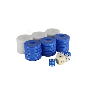 Acrylic Pearl Blue Backgammon Checkers Pieces – 36 mm