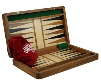 Personalised Handmade Solid Sheesham Wood Backgammon Set – 10&quot;