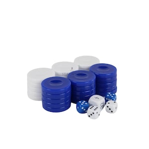 Pezzi del backgammon blu in acrilico personalizzati – 26 mm