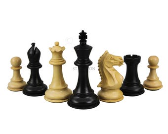 Handgeschnitzte hölzerne gewichtete Damengambit ebonisierter Fierce Knight Staunton Schachfiguren 9,5 cm