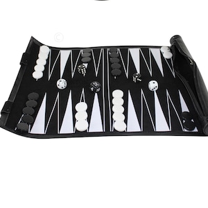 Personalised Leatherette Roll Up Backgammon Set, Portable Travel Game