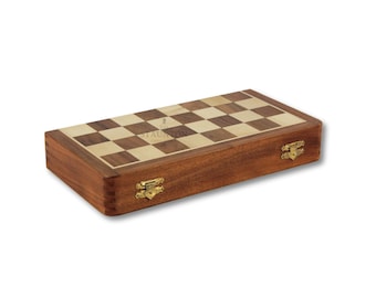 Personalised Handmade Solid Sheesham Wood Square Chess Set 12"